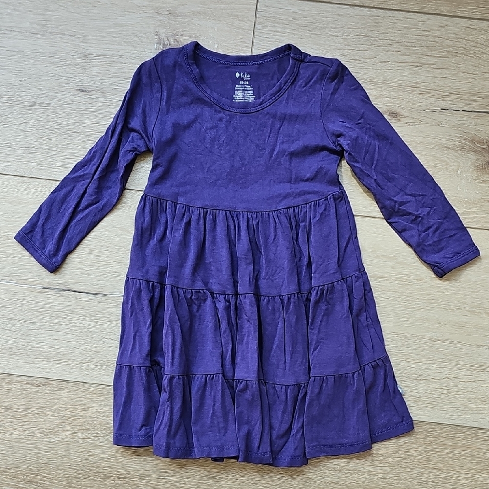 Kyte BABY Long Sleeve Tiered Dress In Eggplant